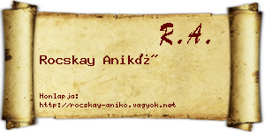 Rocskay Anikó névjegykártya